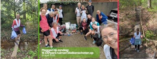 Ploggen op zondag 16 ZAPpers ruimen Malkenschoten op